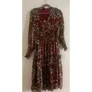 NWT Women's Holiday Dress Brown & Silver Size 4  Just Taylor Floor Length Dress